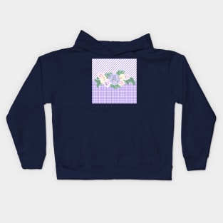 Purple Gingham,hydrangeas,calla lilies, roses,country Kids Hoodie